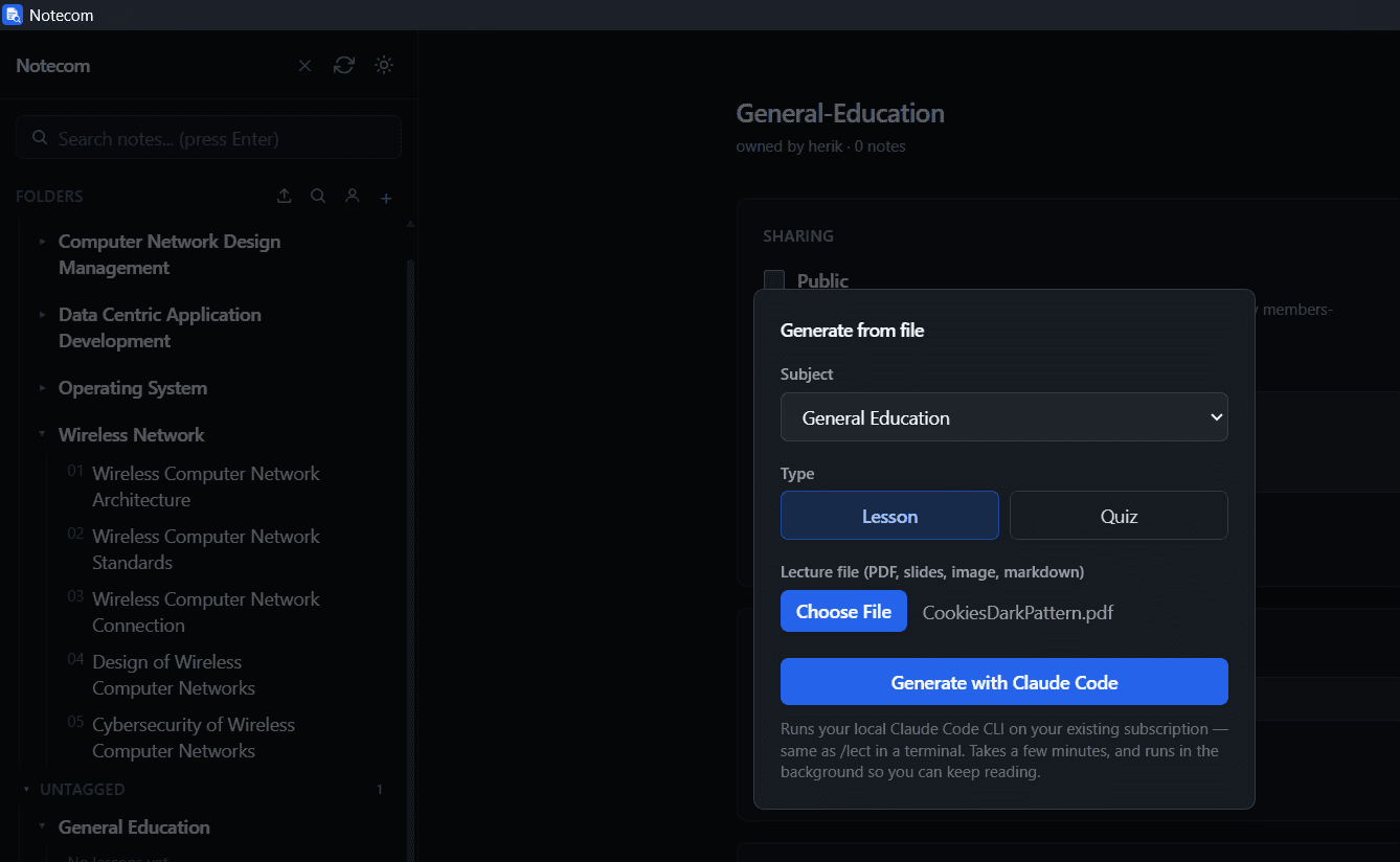 Notecom desktop app preview